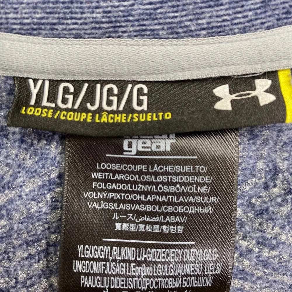 Under Armour Full Zip Vest Kids Youth Large Blue Heathered HeatGear 1259700